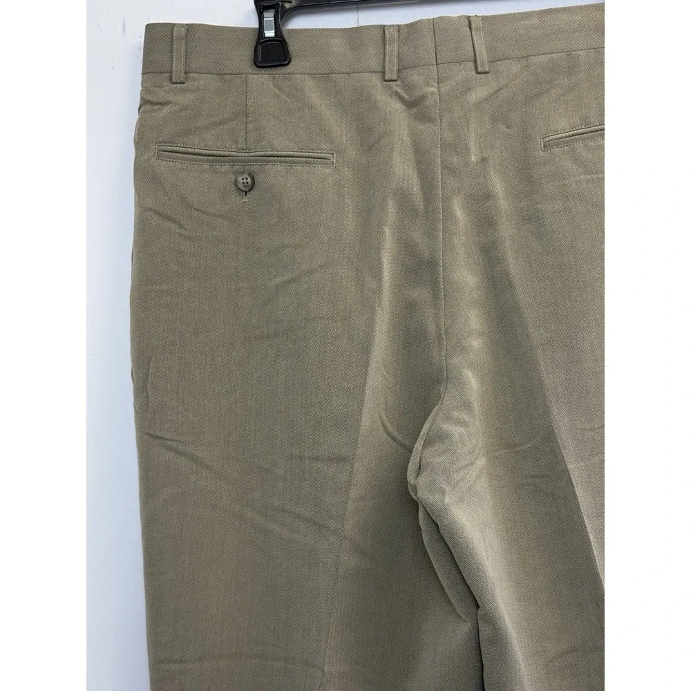 Claiborne Pleated Pants Mens‎ 36X30 Taupe Herringbone Slacks Trousers Cuffed